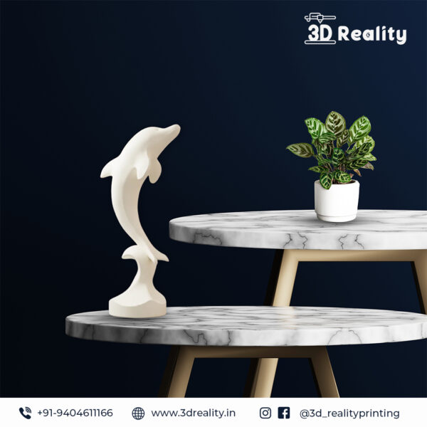 Dolphin on Wave Statue - Image 3